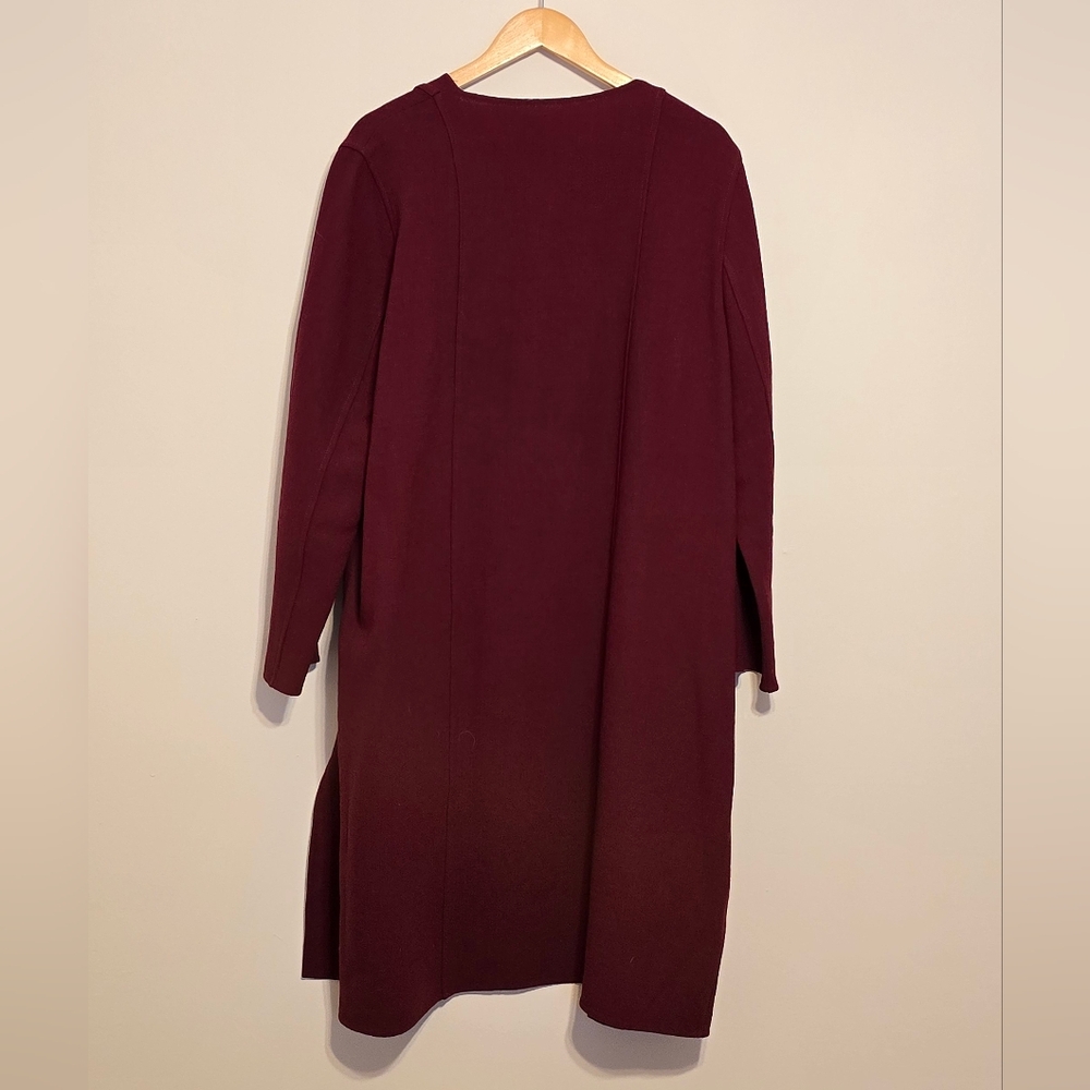 Lafayette 148 New York 100% Wool Overcoat with pockets, burgundy, size L, EUC - Picture 5 of 6